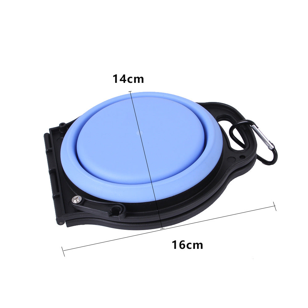 Portable folding silicone double bowl for dogs and pets
