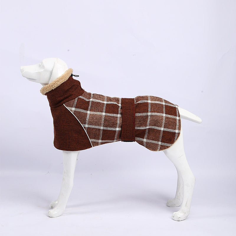 Autumn and winter plaid cotton jacket for dogs warm and cozy