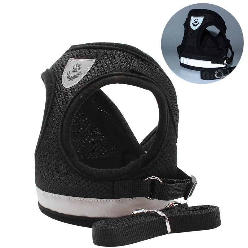 Reflective breathable dog chest strap leash for comfortable walks
