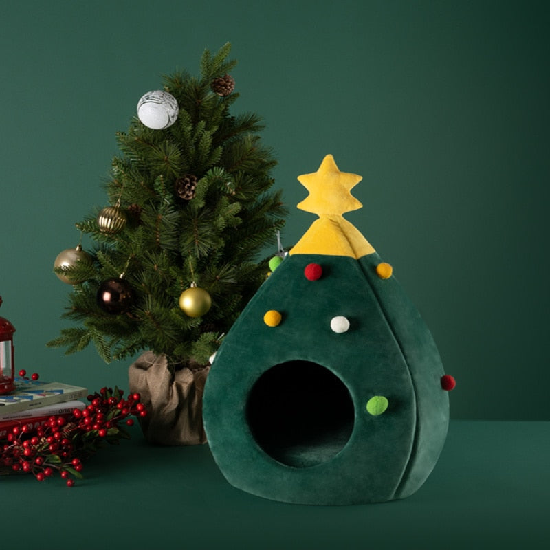 Christmas Tree Cat Bed