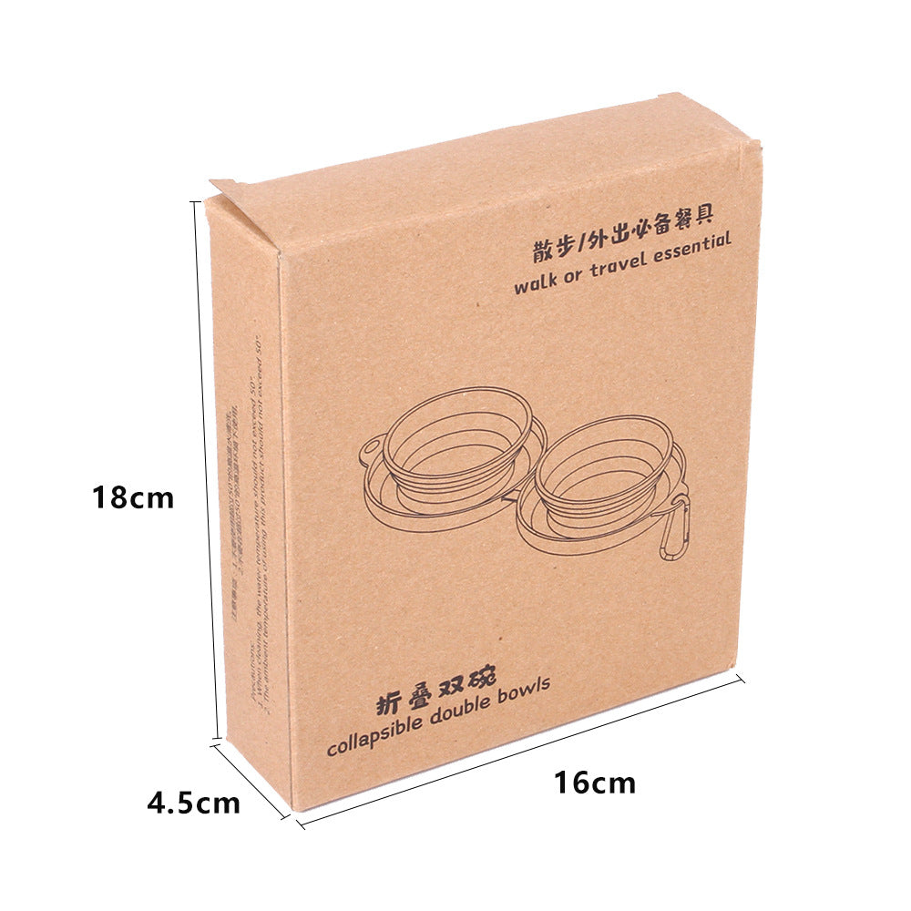 Folding silicone double pet bowl portable for dogs and cats