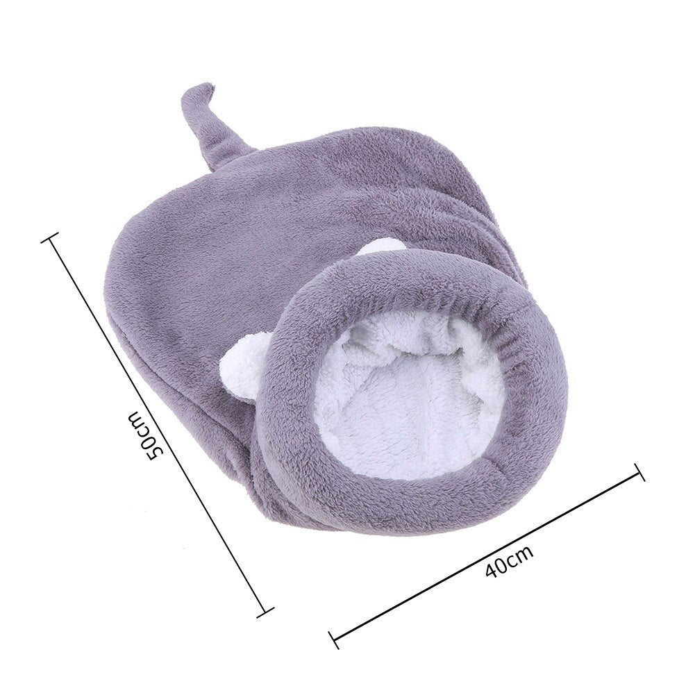 Warm coral fleece sleeping bag bed for cats and small dogs