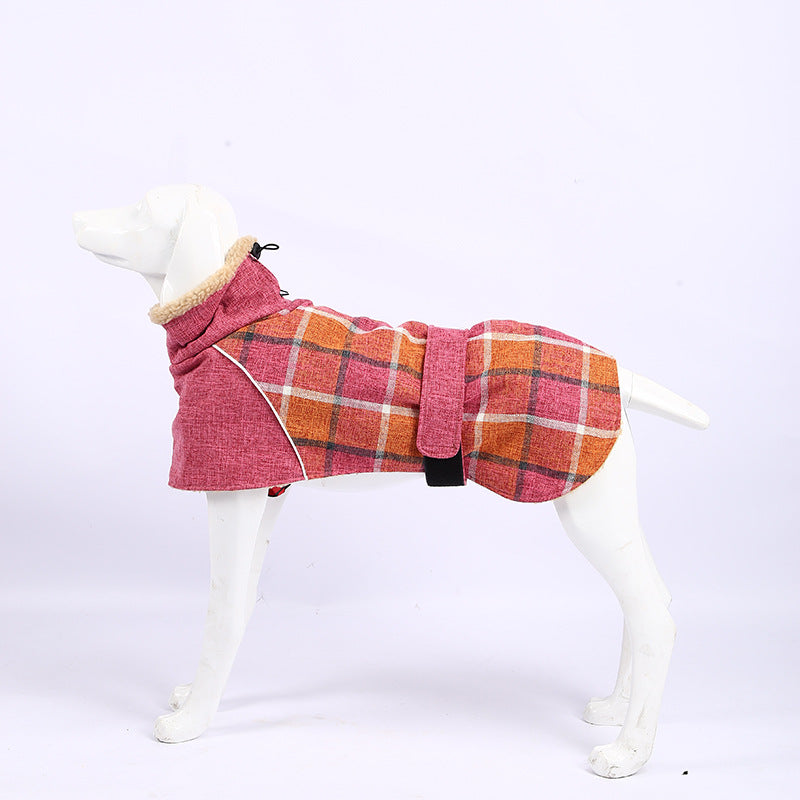 Autumn and winter plaid cotton jacket for dogs warm and cozy
