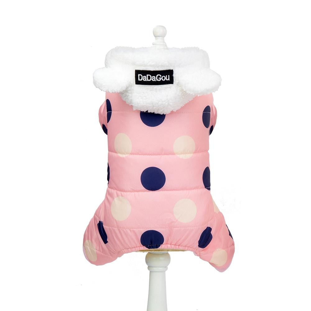 Warm winter hoodie coat for small dogs thick cotton polka dot