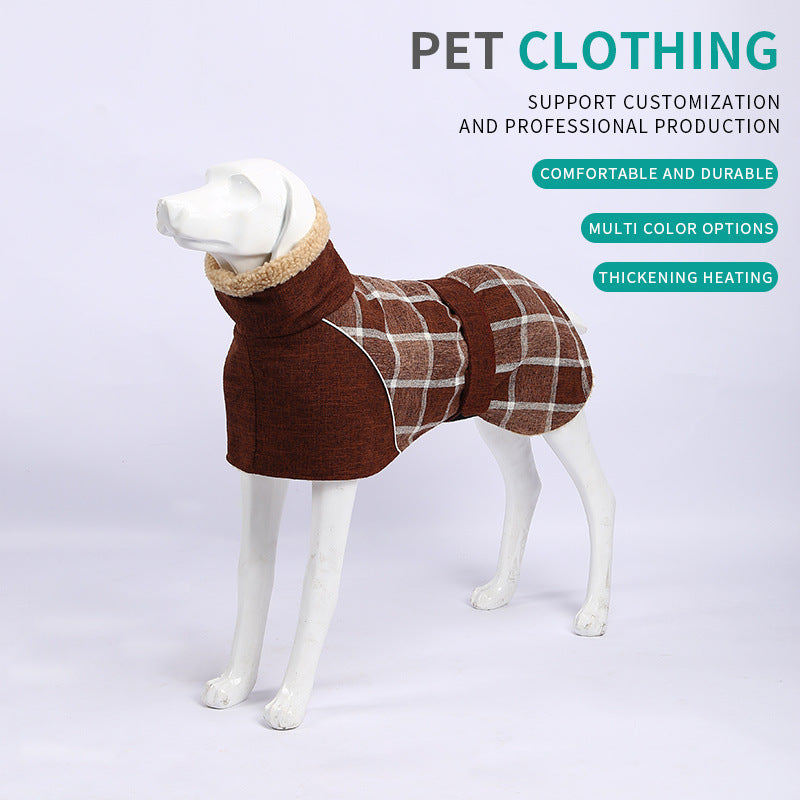 Autumn and winter plaid cotton jacket for dogs warm and cozy