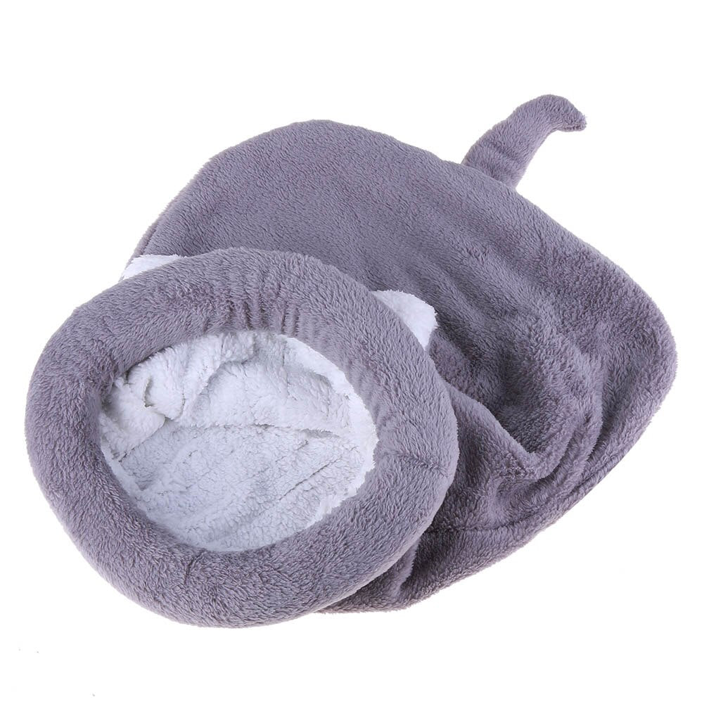 Warm coral fleece sleeping bag bed for cats and small dogs