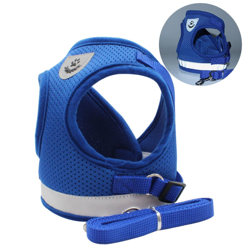 Reflective breathable dog chest strap leash for comfortable walks