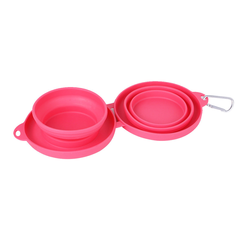Folding silicone double pet bowl portable for dogs and cats