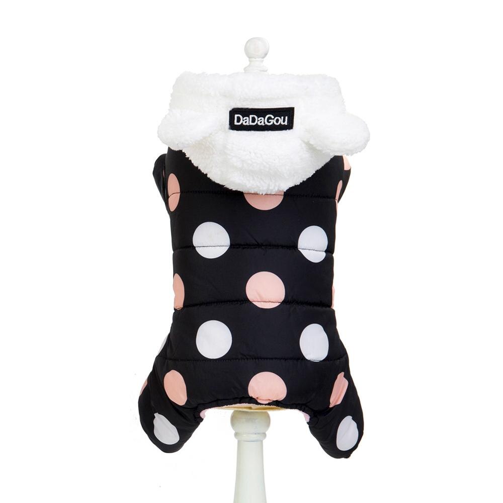 Warm winter hoodie coat for small dogs thick cotton polka dot