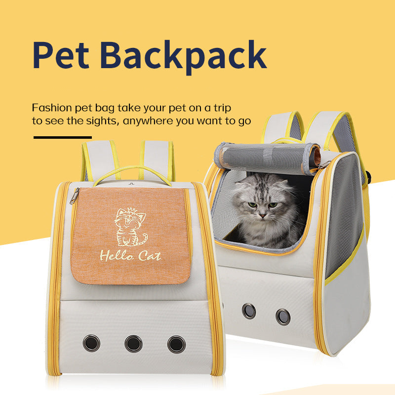 Portable breathable pet backpack for cats and small dogs