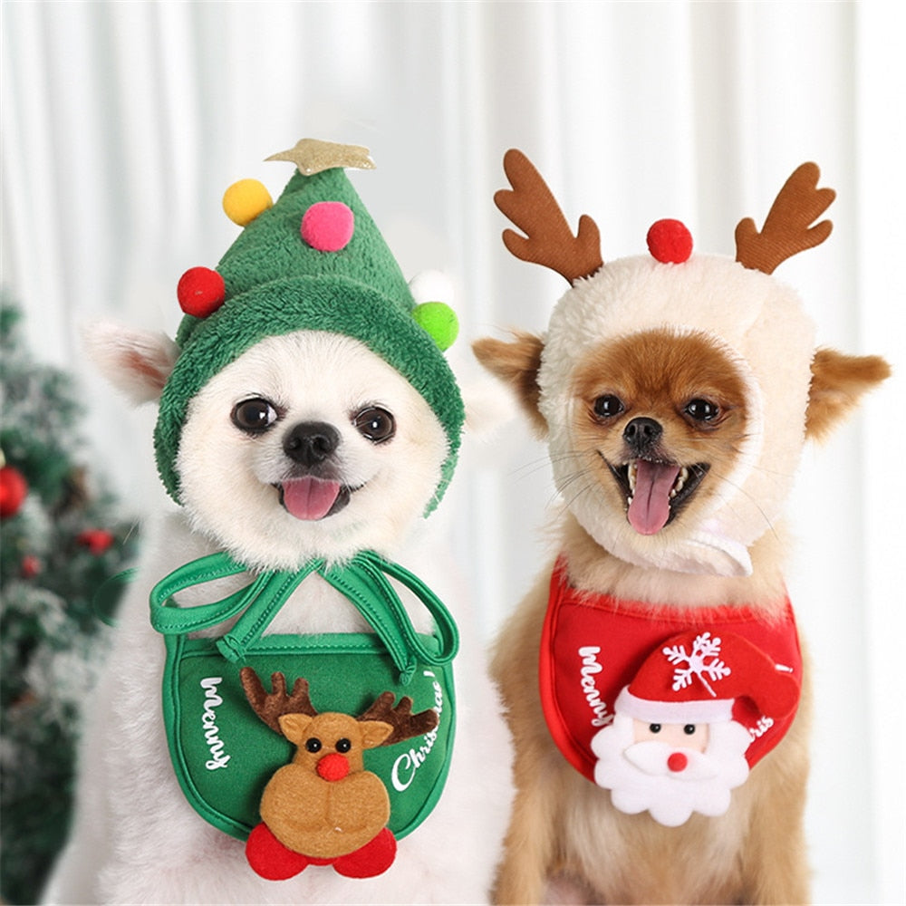 Christmas bandana and Santa hat for dogs and cats festive outfit