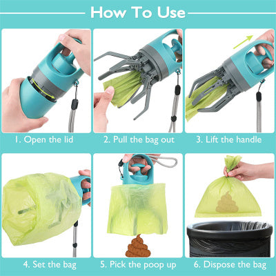 Lightweight portable dog pooper scooper with built-in bag dispenser