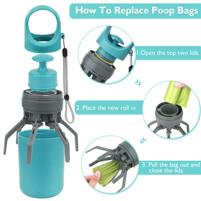 Lightweight portable dog pooper scooper with built-in bag dispenser