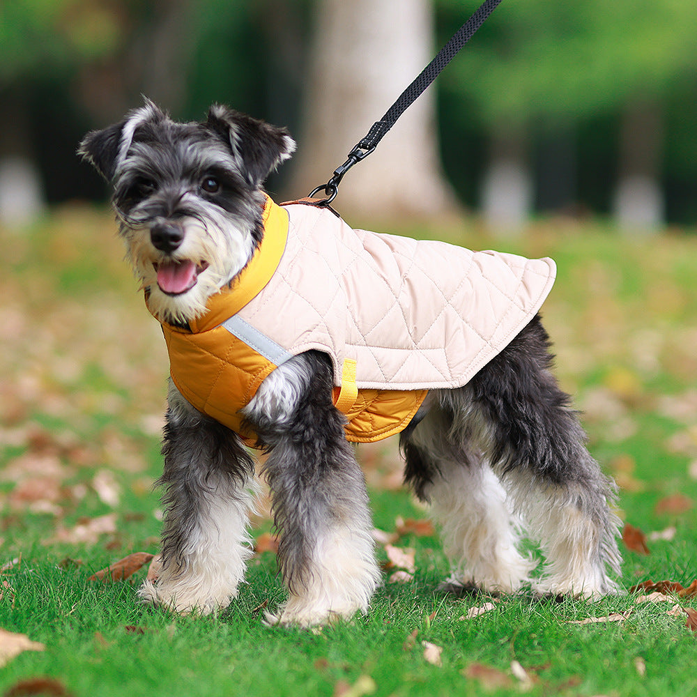 Warm reflective padded pet jacket for autumn and winter dogs