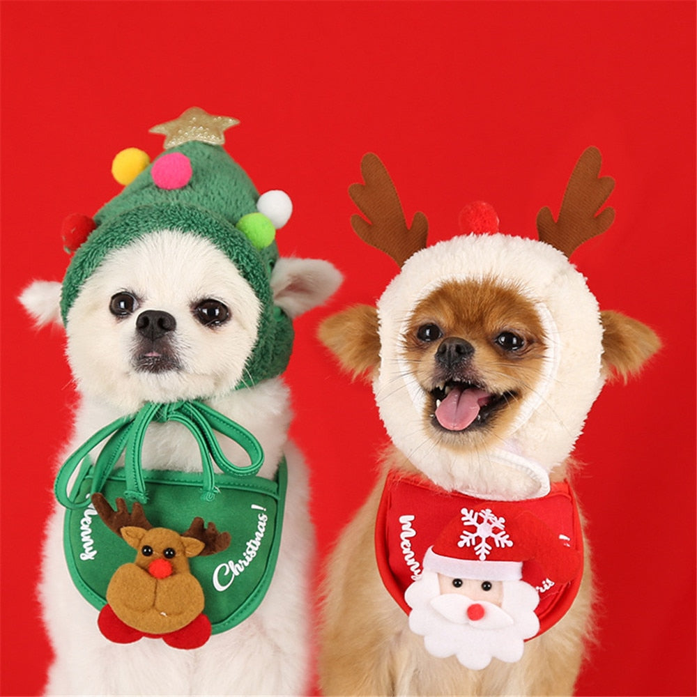 Christmas bandana and Santa hat for dogs and cats festive outfit
