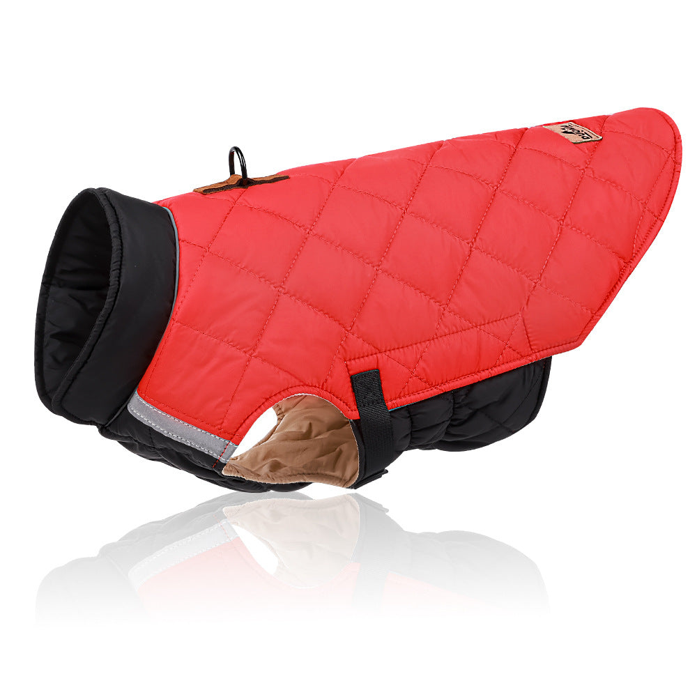 Warm reflective padded pet jacket for autumn and winter dogs