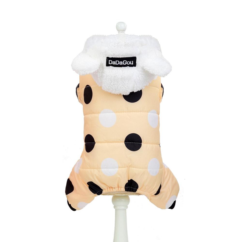 Warm winter hoodie coat for small dogs thick cotton polka dot