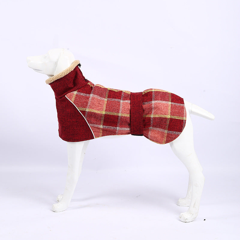 Autumn and winter plaid cotton jacket for dogs warm and cozy