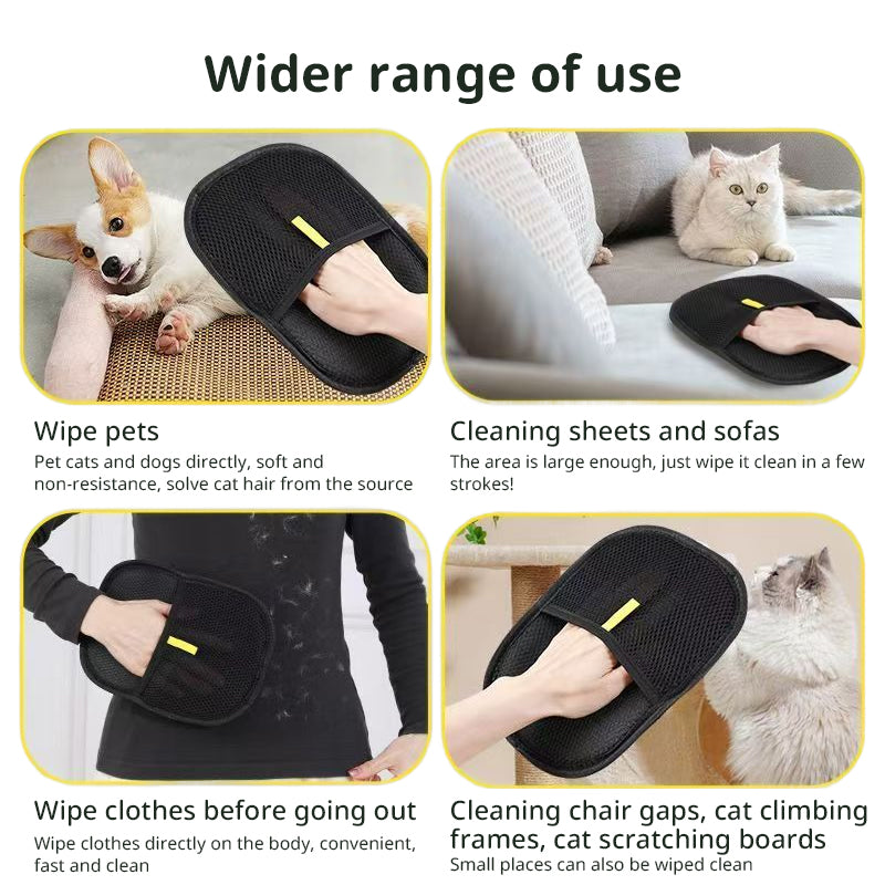 Static Pet Hair Removal Gloves - 3-in-1 Grooming & Deshedding