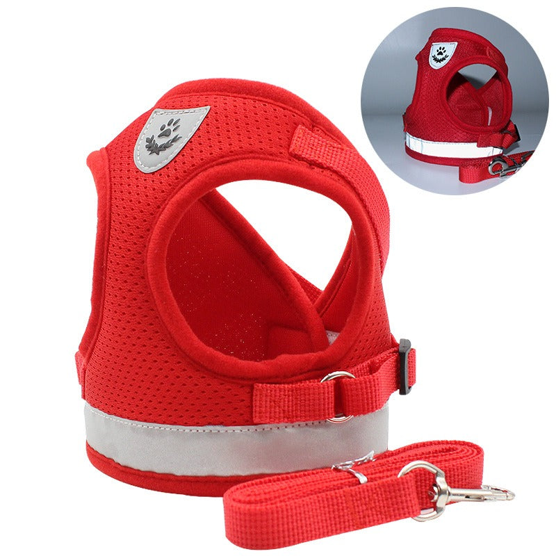 Reflective breathable dog chest strap leash for comfortable walks