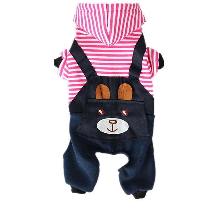 Warm striped pet hoodie for dogs soft and stylish winter outfit