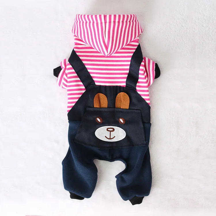 Warm striped pet hoodie for dogs soft and stylish winter outfit