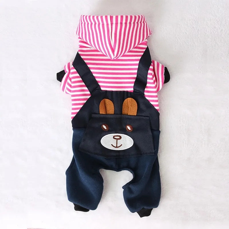 Warm striped pet hoodie for dogs soft and stylish winter outfit