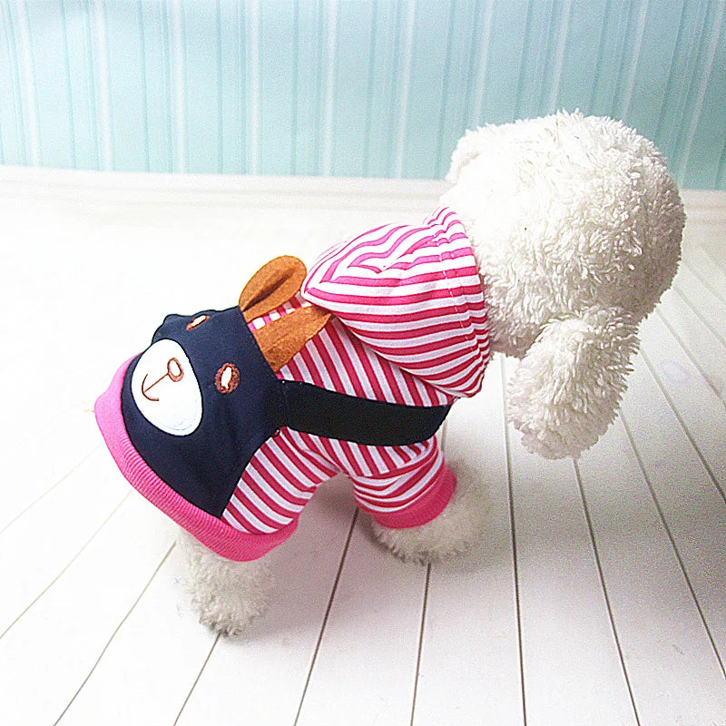 Warm striped pet hoodie for dogs soft and stylish winter outfit