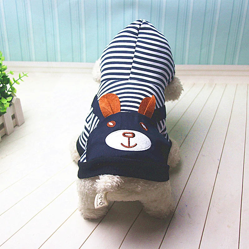Warm striped pet hoodie for dogs soft and stylish winter outfit