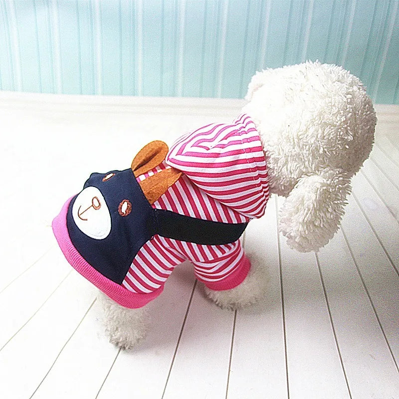 Warm striped pet hoodie for dogs soft and stylish winter outfit